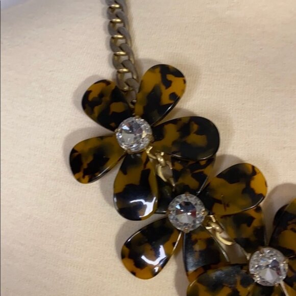J.Crew Tortoise Crystal Flower Statement Necklace - Picture 4 of 11